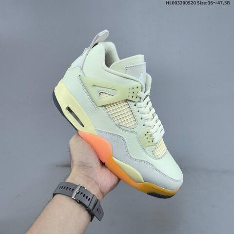 Jordan Air Jordan 4 Retro Sail Light Grey Gum Orange EU 36-47 5 Basketball - Unisex BS-65915