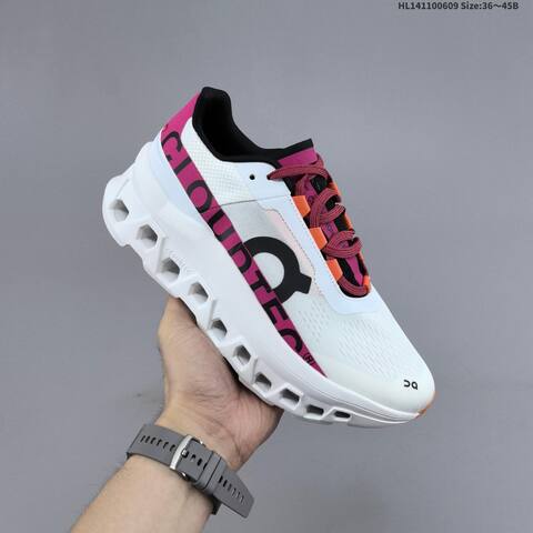 On Cloudmonster Void White Magenta Orange Black EU 36-45 Running Shoe Running Sneakers - Unisex (BS-69492)
