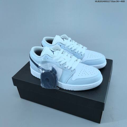 Jordan Air Jordan 1 Low White Light Blue Navy 36 46 Casual - Unisex (BS-66955)