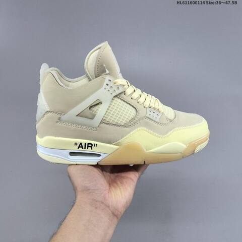 Nike Air Jordan 4 Retro x Off-White Cream Sail Cream 36 47 5 Casual - Unisex (BS-66971)