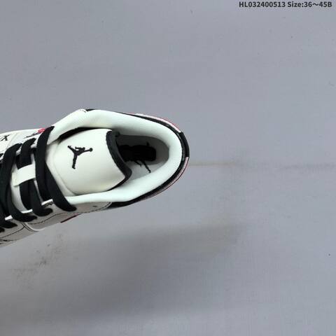 Jordan Air Jordan 1 Low White Black Red 36 45B Lifestyle - Women's (BS-65974)