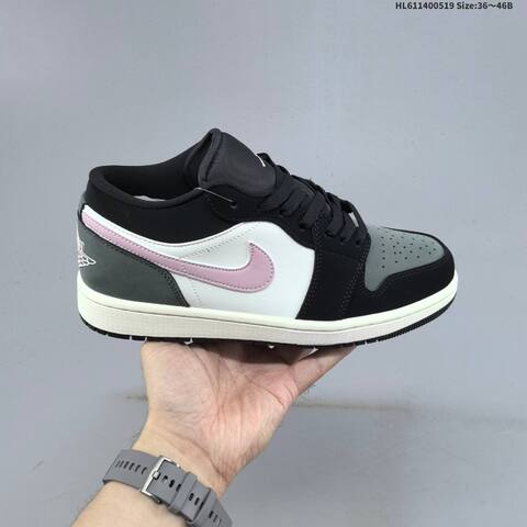 Jordan Air Jordan 1 Low Black White Grey Pink And White Lilac EU 36-46 Casual - Unisex (BS-65928)