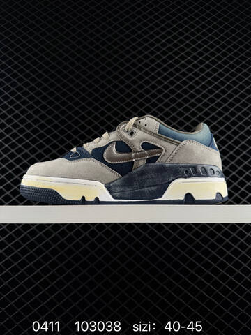 Nike Air Force 3 Low Dark Brown Suede Navy Denim Metallic Silver Swoosh Off-white Aged Midsole Navy Outsole EU 40-45 Lifestyle - Men's (BS-72175)