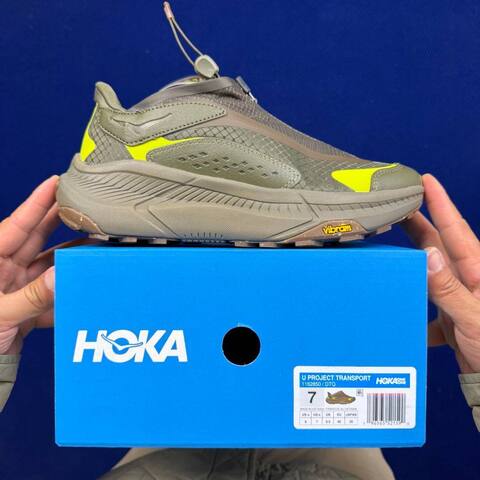 HOKA ONE ONE Project Transport Olive Neon Yellow Brown Trail Shoe Trail Running Sneakers BS-86815