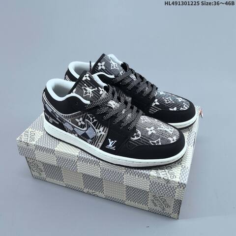 Jordan Air Jordan 1 Blue And White Louis Vuitton Monogram-inspired 36 46B Basketball - Women's (BS-67274)