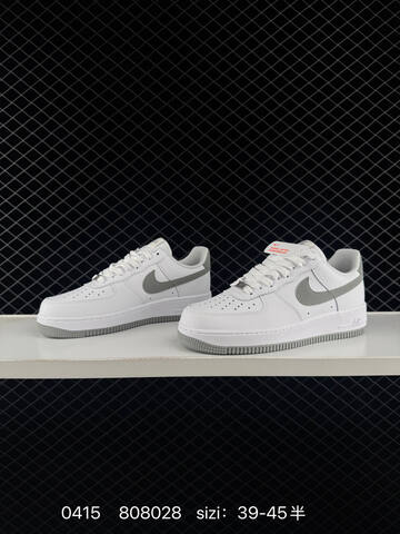 Nike Air Force 1 07 White With Medium Grey Accents EU 39-45 Half Sizes Available Lifestyle - Unisex (BS-72089)