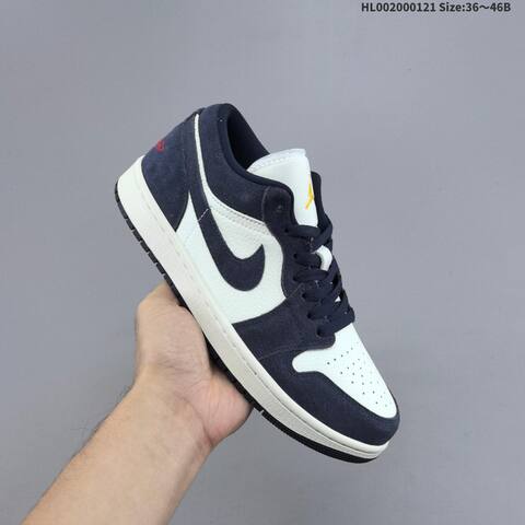 Jordan Air Jordan 1 Low Obsidian Suede White Navy 36 46B Casual - Women's (BS-66895)