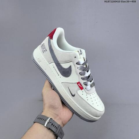 Nike Air Force 1 Low Off White Light Grey Dark Grey Red EU 36-45 Sneaker - Unisex BS-60847