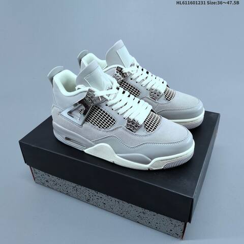 Jordan Air Jordan 4 Retro Frozen Moments Light Gray White Chrome 36-47 5 Basketball - Unisex (BS-67154)