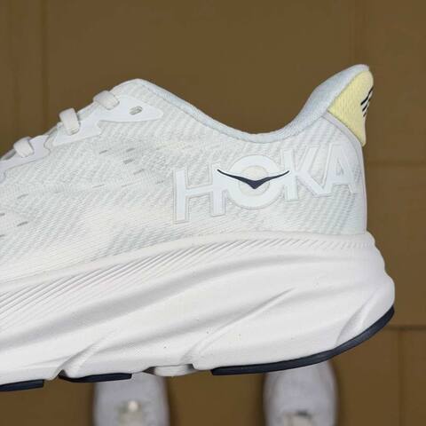 HOKA ONE ONE Clifton 9 White Black Pale Yellow Running Shoe Running Sneakers (BS-86872)