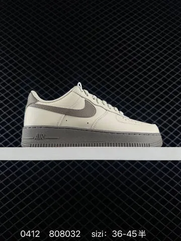 Nike Air Force 1 07 LV8 Two Colorways 1 Light Beige Upper With Dark Grey Swoosh Outsole And Midsole 2 Black Upper With White Swoosh Midsole Outsole And Heel Tab Accented With Mini Gold Swoosh EU 36-45 Half Sizes Available Lifestyle - Unisex BS-72156