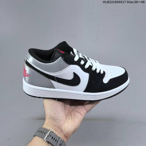 Jordan Air Jordan 1 Low Black White Silver Red 36 46 Casual - Unisex (BS-65947)