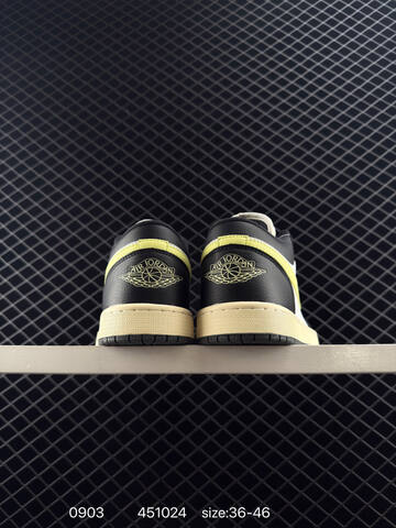 Jordan Air Jordan 1 Low HQ3009-003 Black White Pale Yellow Cream EU 36-46 Sneaker - Unisex BS-80779