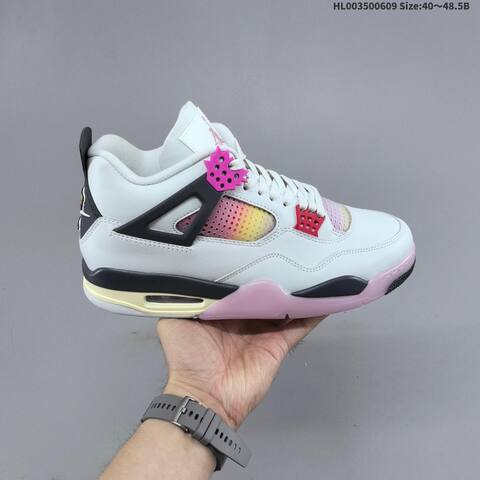 Jordan Air Jordan 4 Retro White Black Pink Multicolor 40 48 5 Basketball - Men's (BS-65792)