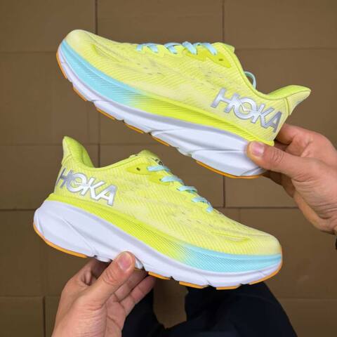 HOKA Clifton 9 Neon Yellow Light Blue White Orange Running Shoe Running Sneakers (BS-86858)