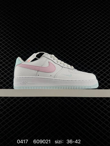 Nike Air Force 1 07 Low White With Pink Swoosh Light Mint Heel And Outsole Edge EU 36-42 Lifestyle - Unisex (BS-72033)