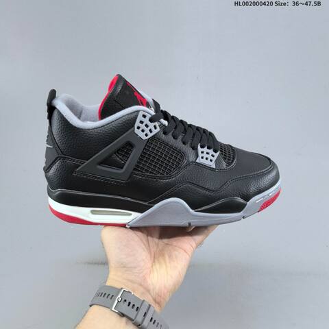 Jordan Air Jordan 4 Retro Black Red Gray 36 47 5 Basketball - Unisex (BS-66116)