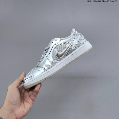 Nike Air Jordan 1 Retro Low OG Burgundy Silver Cream 35 5 47B Lifestyle - Women's (BS-65783)