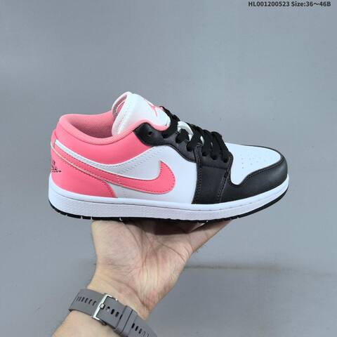 Jordan Air Jordan 1 Low Black White Pink 36 46B Lifestyle - Women's (BS-65894)