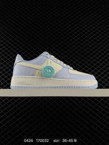 Nike Air Force 1 07 Light Blue And Cream White EU 36-45 With Half Sizes Lifestyle - Unisex (BS-71897)