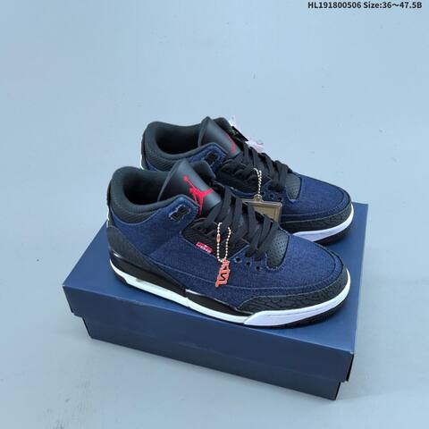 Jordan Levi s x Air Jordan 3 Retro SP Denim Navy Black White Red EU 36-47 5 Basketball - Unisex (BS-66027)