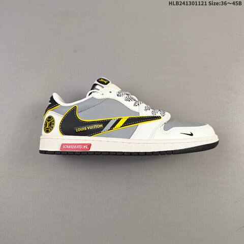 Nike Air Jordan 1 Low Grey White Black Yellow EU 36-45 Basketball - Unisex (BS-63349)