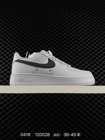 Nike Air Force 1 07 Wolf Grey With Black Swoosh EU 36-45 Half Sizes Available Lifestyle - Unisex (BS-72029)