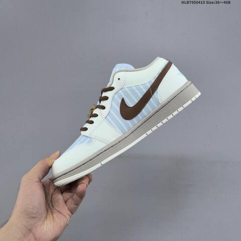 Jordan Air Jordan 1 Low Light Blue White Brown 36-46 Lifestyle - Unisex (BS-66178)