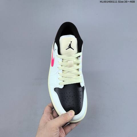 Jordan Air Jordan 1 Low White Black Pink 36 46B Lifestyle - Women's (BS-67007)