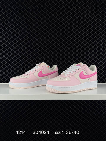 Nike Air Force 1 Low Pink White With Hot Pink Swoosh 36-40 Lifestyle - Unisex (BS-73719)