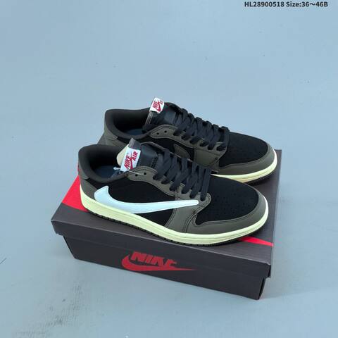 Nike Air Jordan 1 Low White Black Blue 36 46B Casual - Women's (BS-65936)