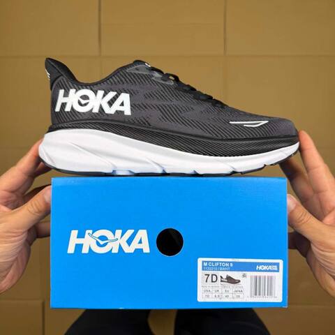 HOKA ONE ONE Clifton 9 Black White Running Shoe Running Sneakers BS-86863