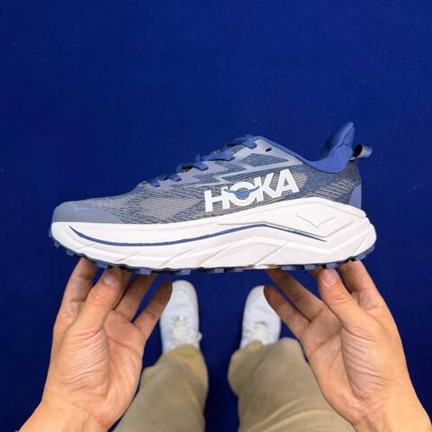 HOKA Challenger 8 Grey Navy Cream Blue Running Shoe Running Sneakers BS-86844