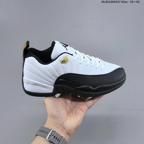 Jordan Air Jordan 12 Retro Low Taxi White Black Gold 36 45 Basketball - Unisex (BS-66160)