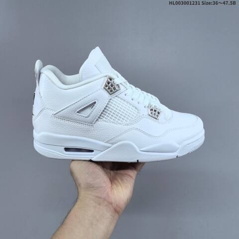 Jordan Air Jordan 4 Retro White Metallic Silver 36 47 5 Basketball - Unisex (BS-67164)