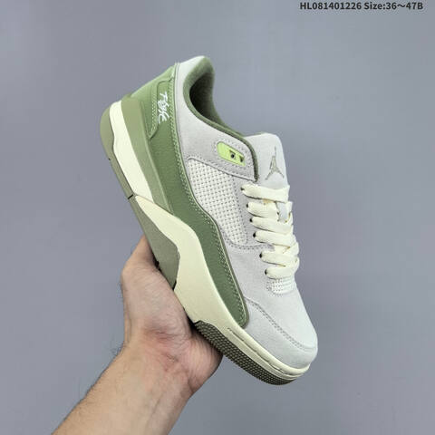Jordan Air Jordan 4 Retro Gray Olive Green White 36 47B Basketball - Women's (BS-67253)