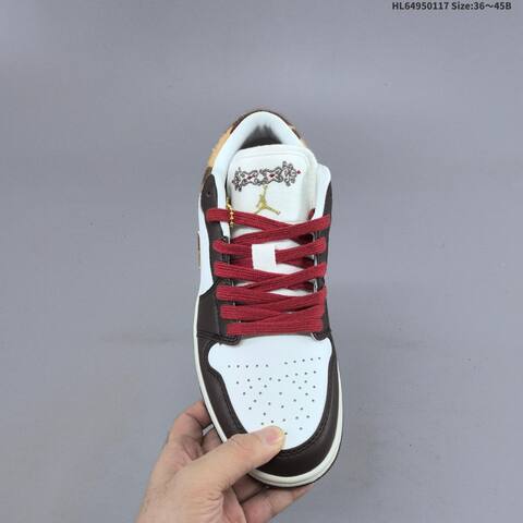 Nike Air Jordan 1 Low OG White Brown Red With Cow-print Accents EU 36-45 Lifestyle - Unisex (BS-66954)