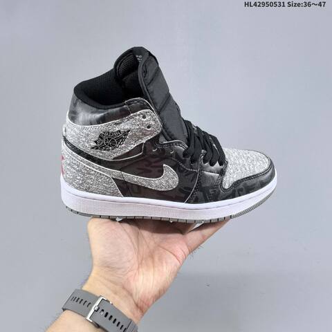 Jordan Air Jordan 1 Retro High OG Black White Gray Purple 36 47 Casual - Unisex (BS-65835)