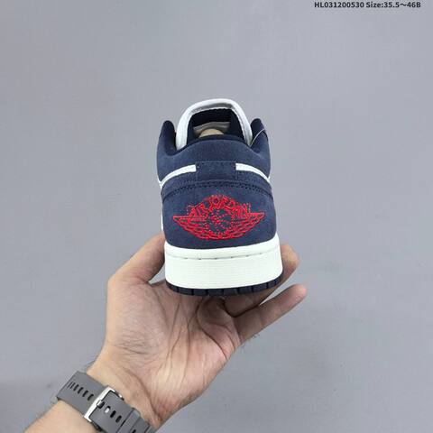Jordan Air Jordan 1 Low Obsidian Suede Navy White 35 5 46B Lifestyle - Women's (BS-65847)