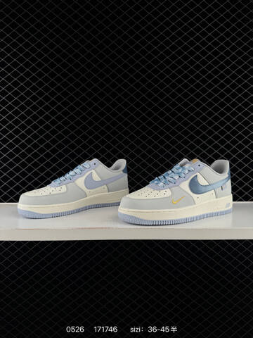 Nike Air Force 1 07 DB3310-990 Off White Light Grey Blue Gold EU 36-45 Skate - Unisex (BS-71191)