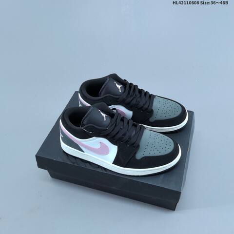 Jordan Air Jordan 1 Low Black White Gray Pink 36 46B Casual - Women's (BS-65799)