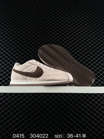 Nike Classic Cortez Light Beige With Dark Brown Swoosh Brown Outsole EU 36-41 5 Lifestyle - Unisex (BS-72093)