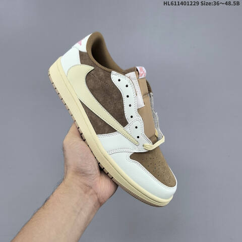 Jordan Air Jordan 1 Low x Travis Scott Brown White Sail EU 36-48 5 Casual - Unisex (BS-67198)