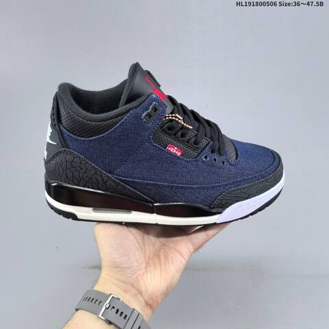 Jordan Levi s x Air Jordan 3 Retro SP Denim Navy Black White Red EU 36-47 5 Basketball - Unisex (BS-66027)