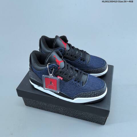 Jordan Air Jordan 3 Retro SP x Levi s Navy Denim Black White Red 36 46B Basketball - Women's (BS-66134)