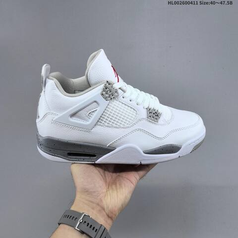 Jordan Air Jordan 4 Retro White Oreo White Tech Grey Black Fire Red EU 40-47 5 Basketball - Men's (BS-66249)