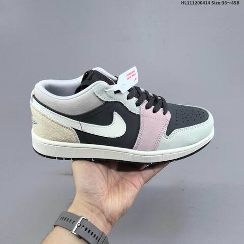 Nike Air Jordan 1 Low Black Grey Pink White 36 45 Basketball - Unisex (BS-66196)