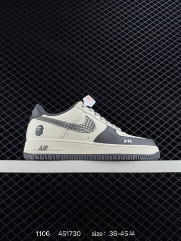 Nike Air Force 1 07 Low Various Colorways With BAPE Louis Vuitton-style Prints Gray Cream Blue Gray Brown Cream Black White 36-45 5 Lifestyle - Unisex (BS-74337)
