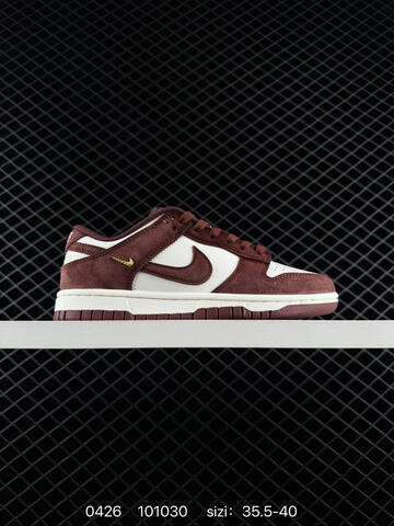 Nike Dunk Low Sail Burgundy White And Brown Suede With Gold Mini Swoosh EU 35 5-40 Lifestyle - Unisex (BS-71855)