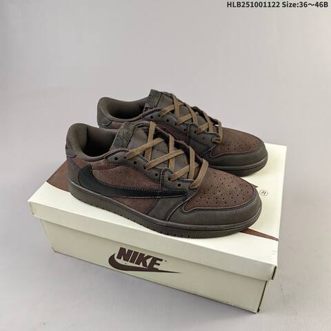 Nike Air Jordan 1 Low Travis Scott Brown Black Olive 36 46B Casual - Women's (BS-63242)